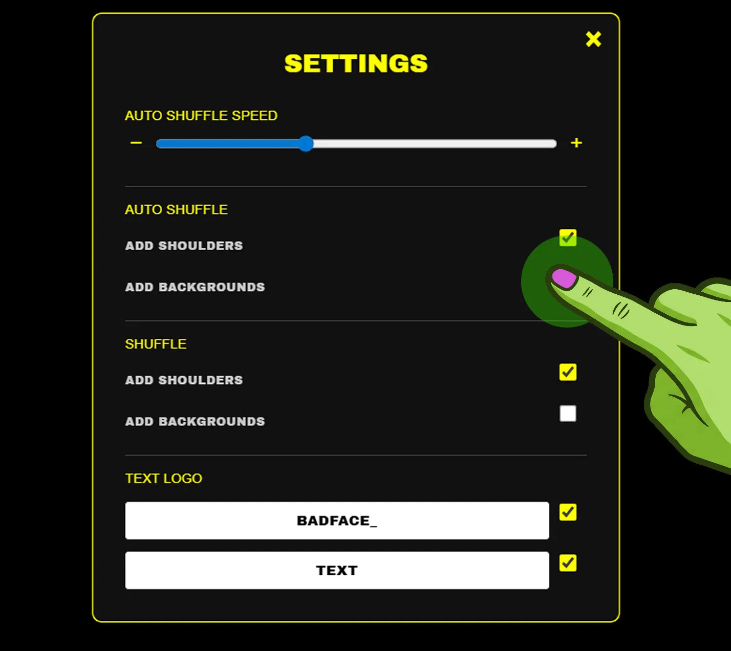 Auto shuffle settings