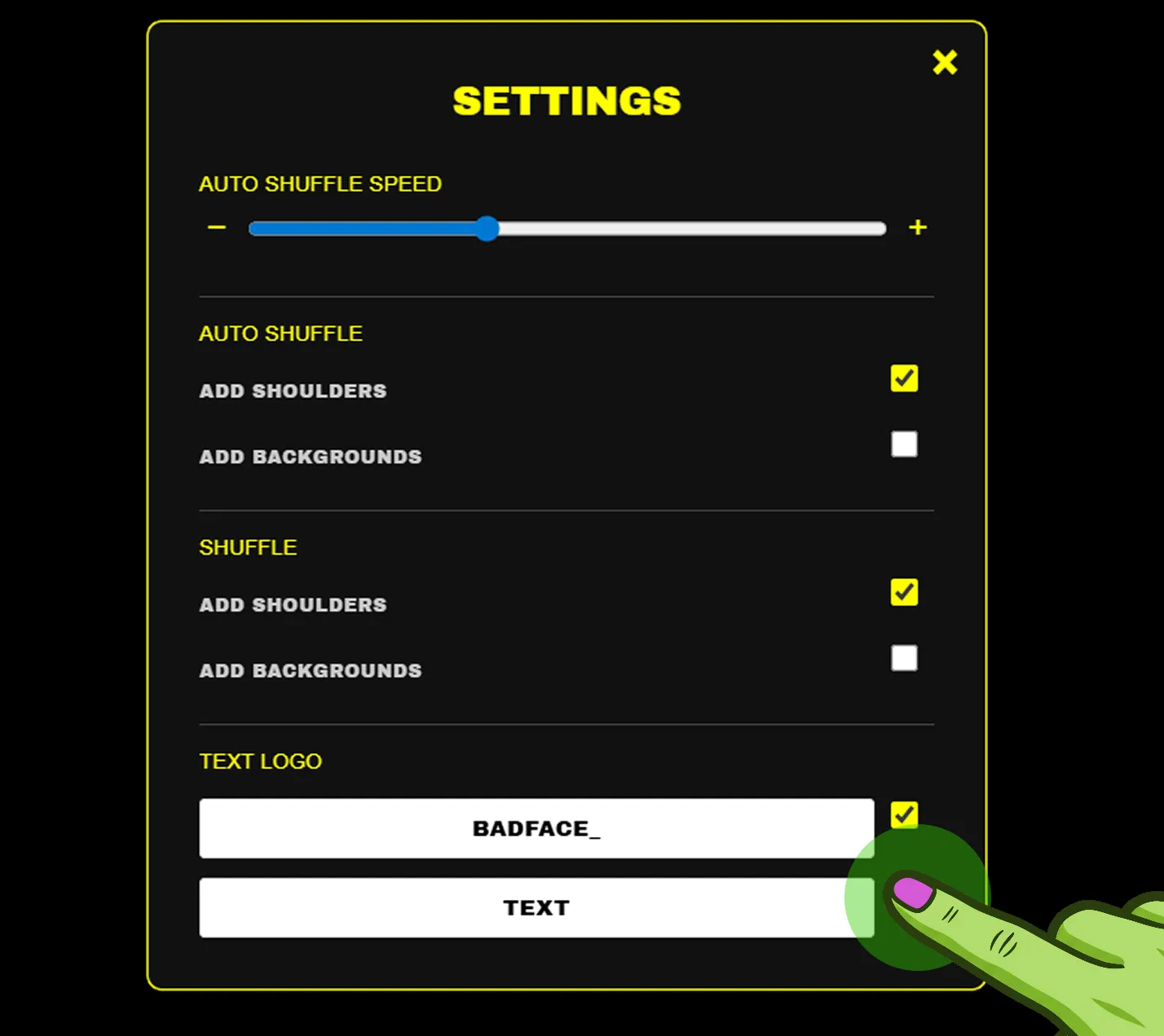 Text logo settings